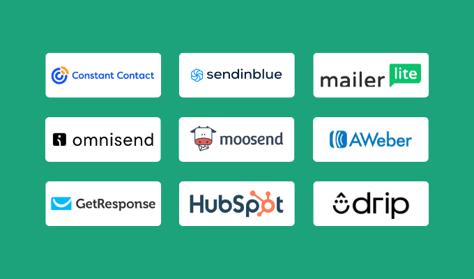 Product logos for our best Mailchimp alternatives and competitors