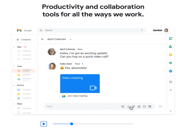 Screenshot of Google Workspace webpage with headline that says, "Productivity and collaboration tools for all the ways we work."