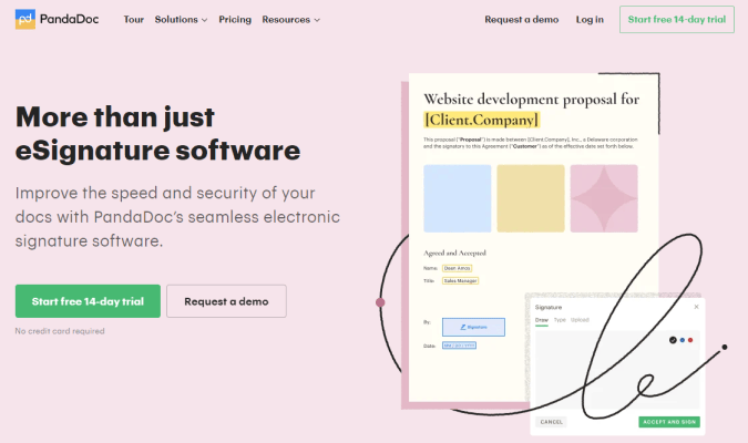 PandaDoc homepage
