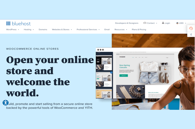 Screenshot of Bluehost WooCommerce webpage