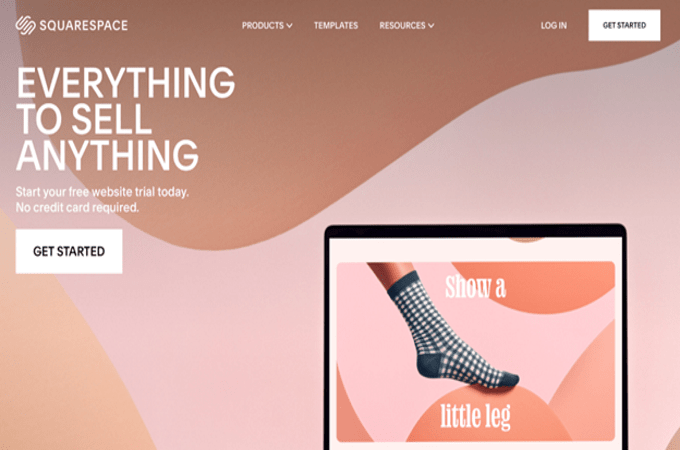 Screenshot of Squarespace homepage