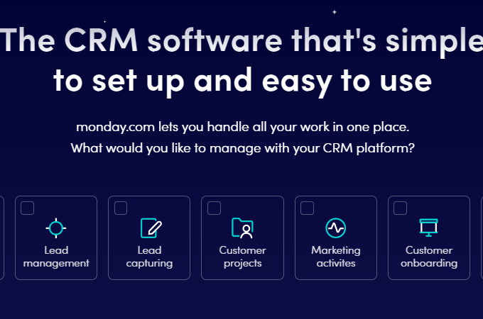 Screenshot of Monday.com webpage for CRM software
