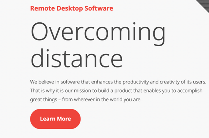 Screenshot AnyDesk webpage for remote desktop software