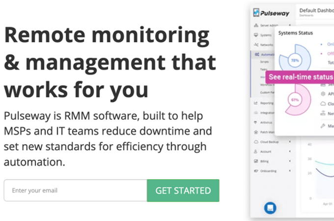 Screenshot of Pulseway webpage for remote monitoring and management that works for you