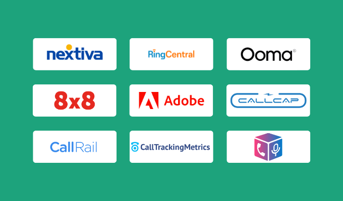 Company logos for our best VoIP call recording software reviews