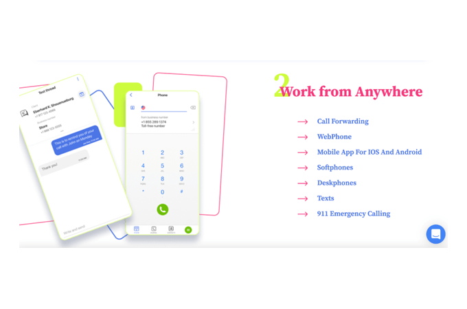 Screenshot of MightyCall webpage that explains how you can work from anywhere with MightyCall