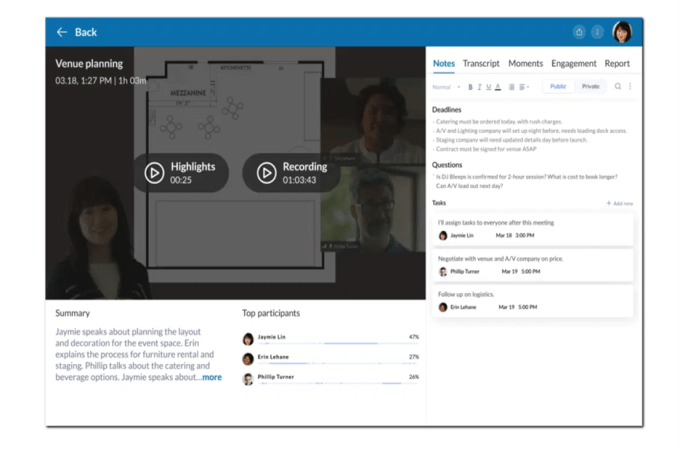 Screenshot of a RingCentral video call that's been recorded