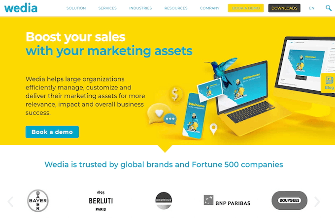 Screenshot of Wedia homepage