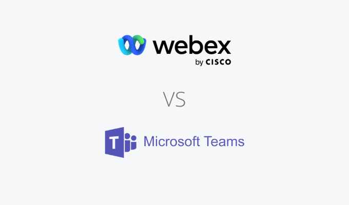 Company logos for Webex vs. Microsoft Teams comparison