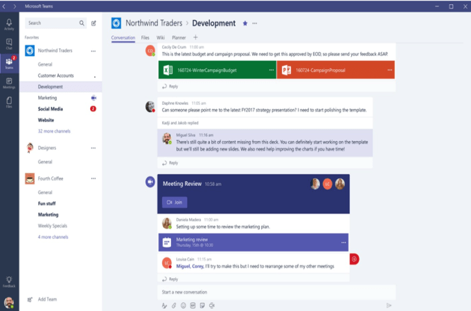 Screenshot of Microsoft Teams user dashboard
