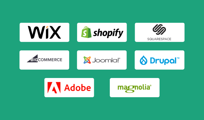 Company logos for our best WordPress alternatives and competitors
