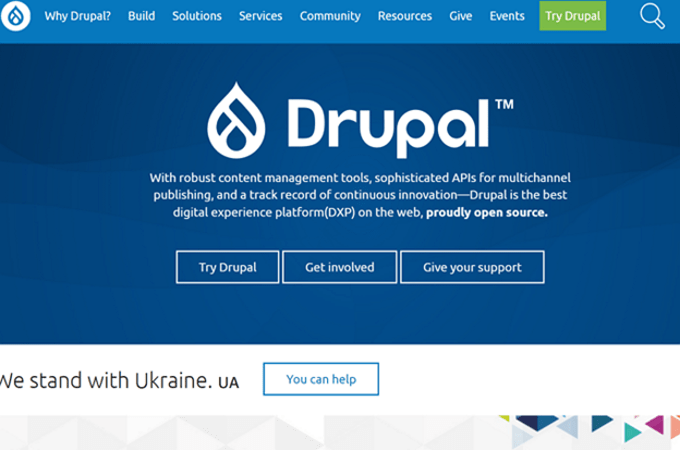 Screenshot of Drupal home page