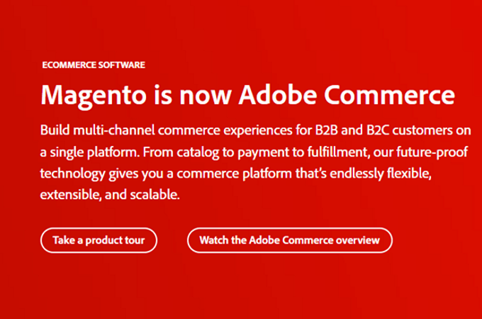 Screenshot of webpage that explains that Magento is now Adobe Commerce