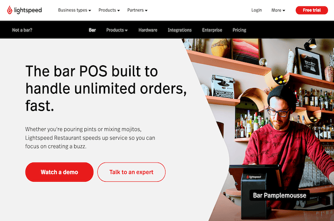 Screenshot of Lightspeed restaurant and bar POS webpage.
