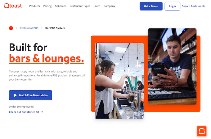 Screenshot of Toast POD restaurant and bar webpage.