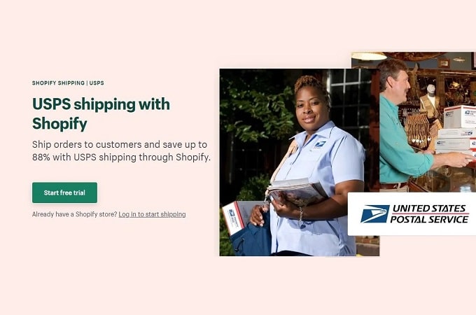 Shopify shipping with USPS webpage