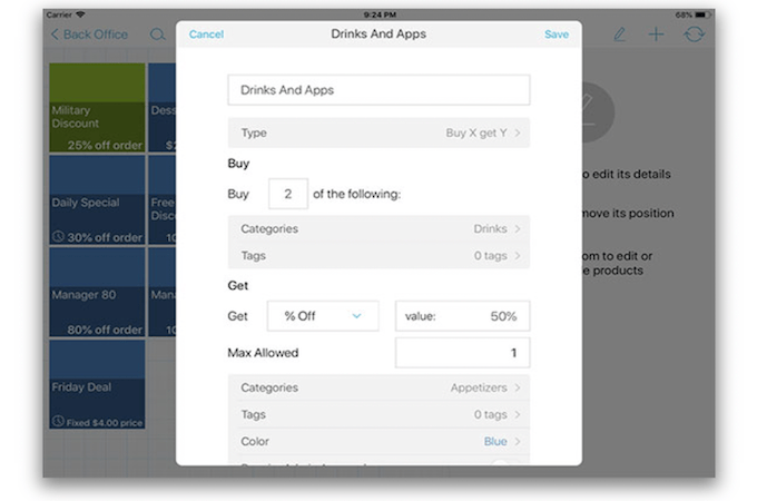 Screenshot of Talech POS customization options for pricing.