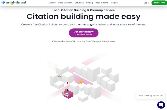 Screenshot of BrightLocal citation building webpage