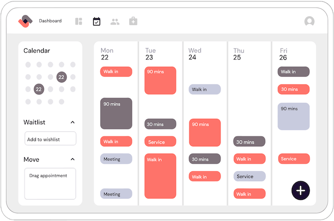 Screenshot of DaySmart Salon appointment scheduling calendar.