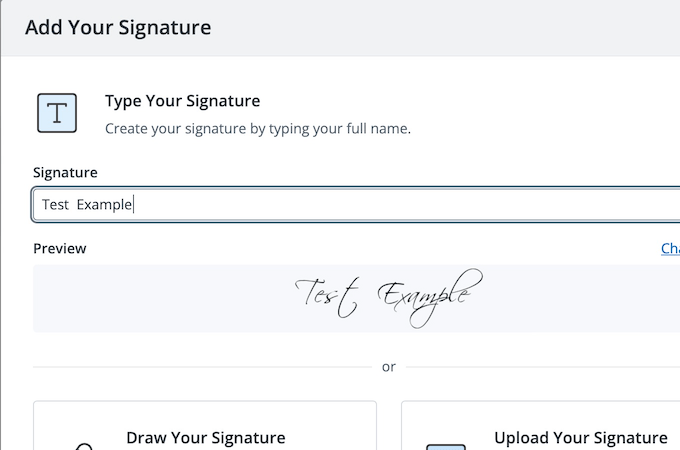 Screenshot of SignNow user profile where you can add your signature