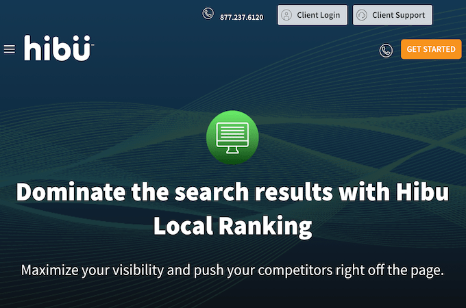 Screenshot of Hibu webpage for local ranking