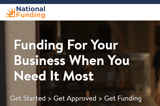 Screenshot of the National Funding homepage