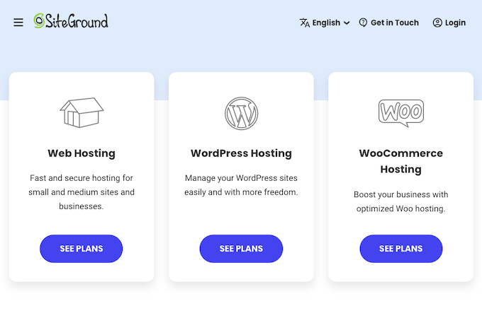 SiteGround hosting plans