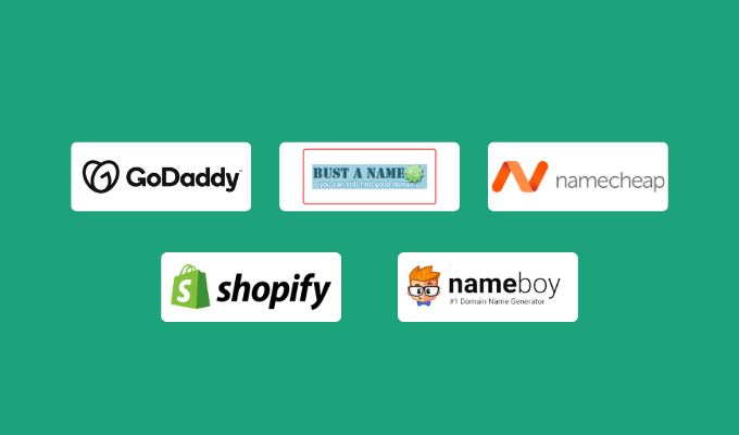 Company logos for our best domain name generators reviews.
