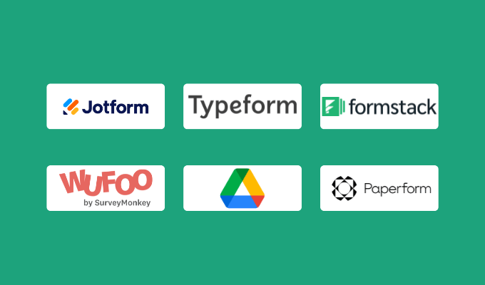 Company logos for our best online form builder reviews.