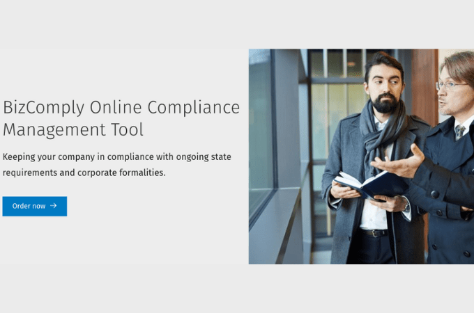 Screenshot from BizFilings BizComply webpage