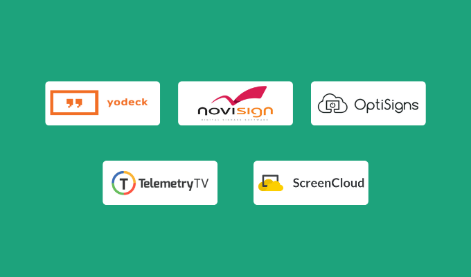 Company logos for our best digital signage software reviews.