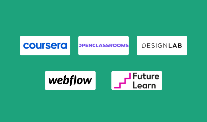 Company logos for our best web design course reviews.