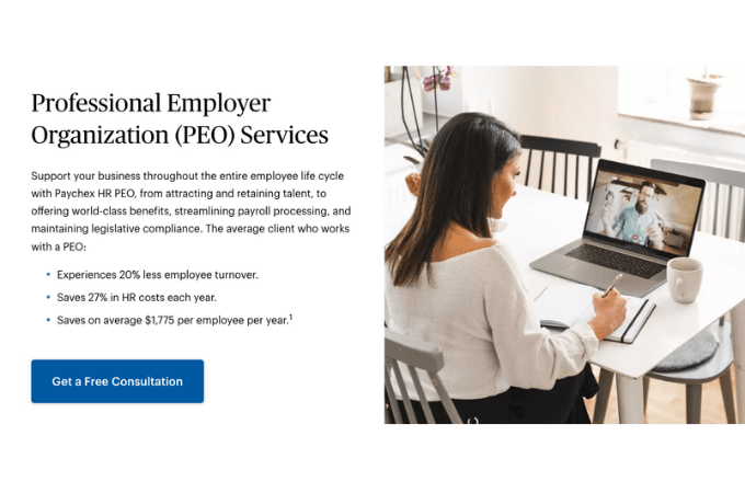 Screenshot of Oasis PEO Professional Employer Organization Services webpage