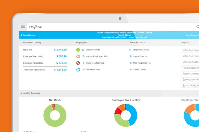 Example of Paycor interface showing view of its reporting features.