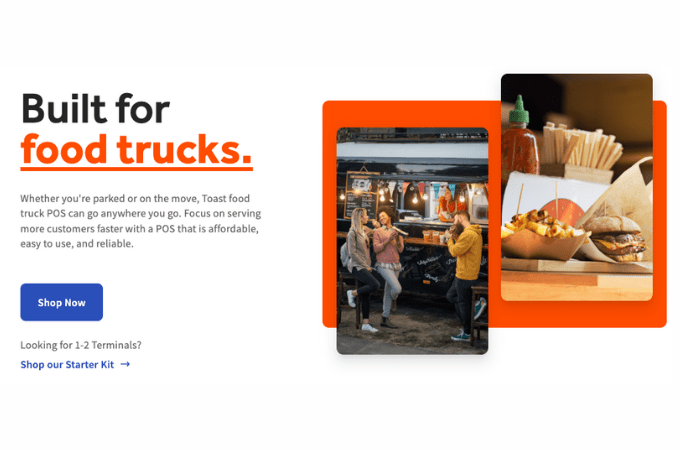 Screenshot of Toast POS for food trucks webpage