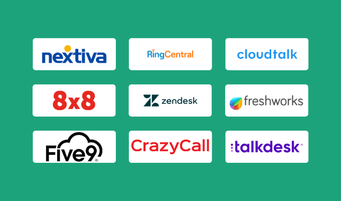 Quicksprout.com's starter guide for call center metrics - brand logos for the 9 best call center software companies.