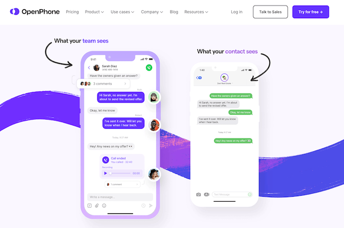 Screenshot of OpenPhone's home page.