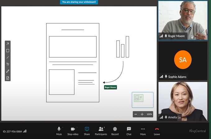 Screenshot of a video meeting on RingCentral.