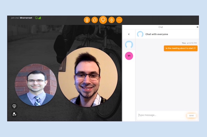 Screenshot of a video meeting on Join.me.