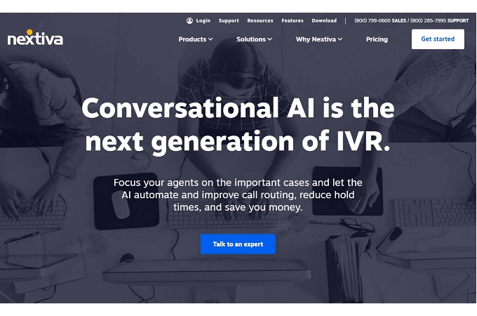 Screenshot of Nextiva's conversational AI web page.