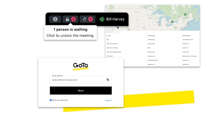Screenshot of Go To Meeting's meeting web page.