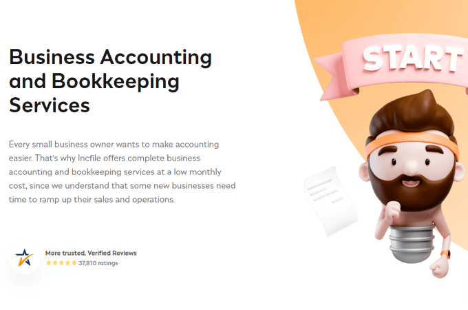 IncFile Business Accounting and Bookkeeping Services webpage