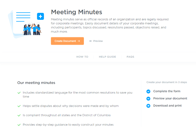 LegalNature's Meeting Minutes webpage