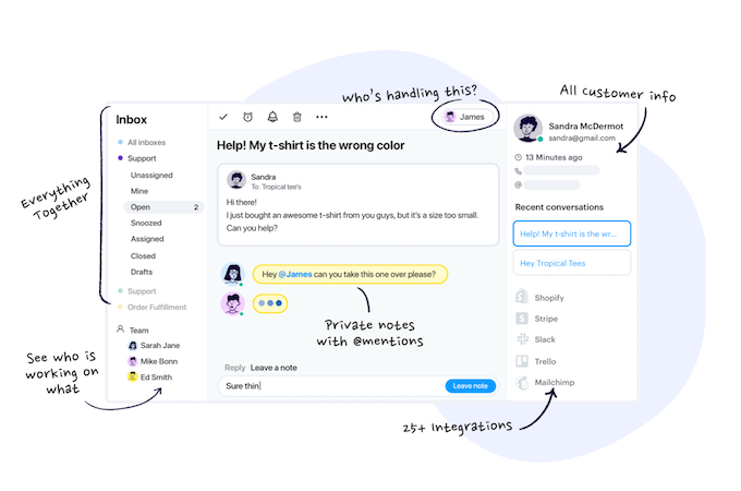 Groove's shared inbox with key features
