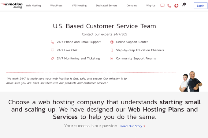 Detalii despre serviciul clienți Inmotion Hosting
