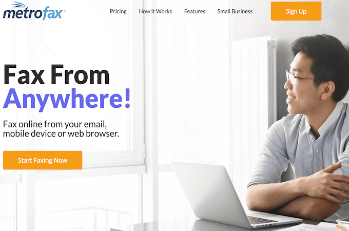 MetroFax home page.