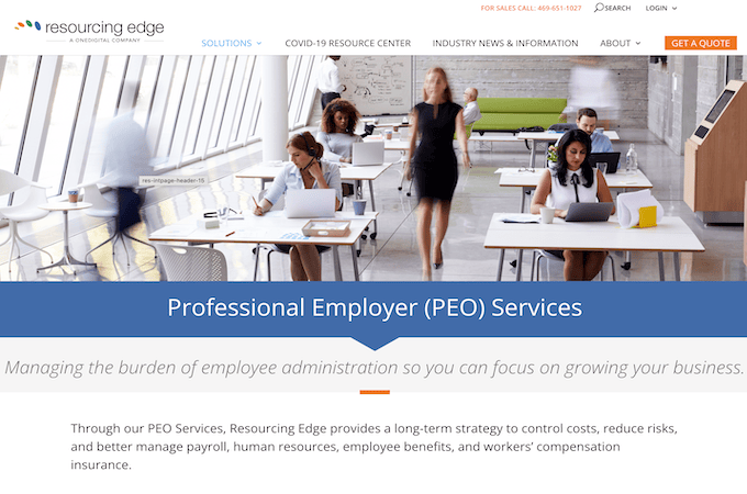 Resourcing Edge PEO Services landing page