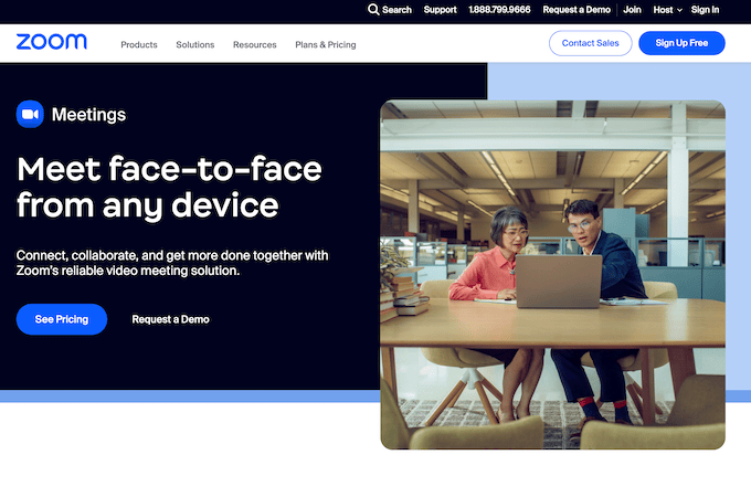Zoom homepage