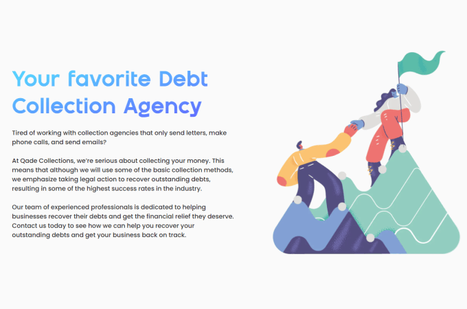 Qade home page for debt collection services
