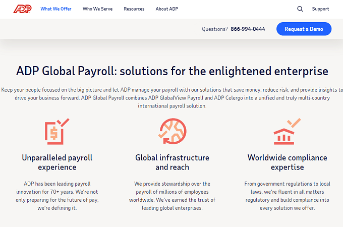 Pagina de pornire ADP Global Payroll